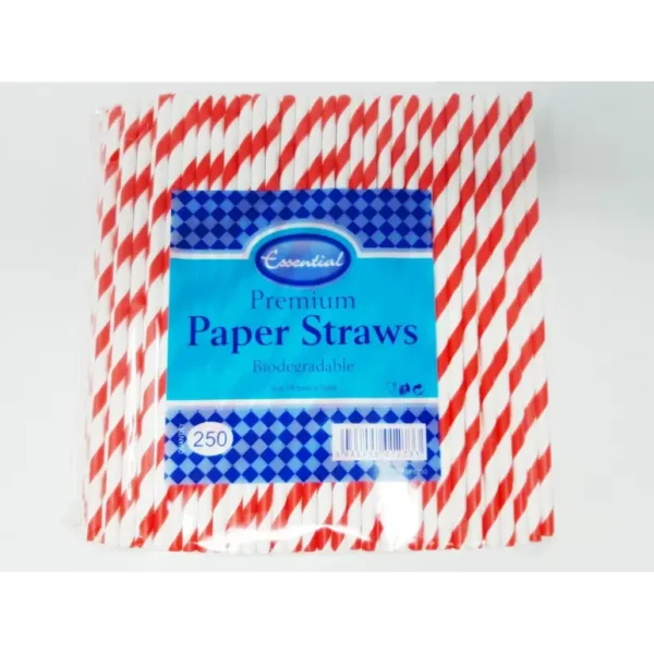 PAPER STRAW RED STRIP PACK OF 250