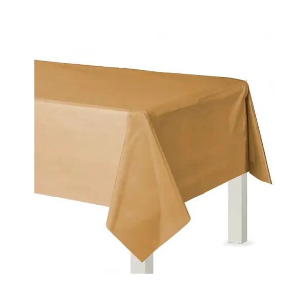 CAROLINE GOLD RECTANGLE PLASTIC TABLECOVERS 54 X 108CM