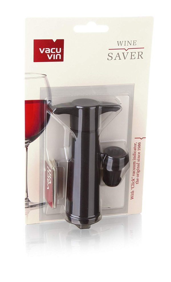 VACU VIN WINE SAVE BLACK BLISTER 1 PUMP & 1 WINE STOPPER