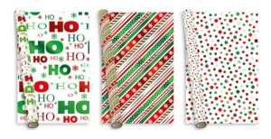CHRISTMAS FOIL FESTIVE FUN GIFT WRAP ROLL 2M