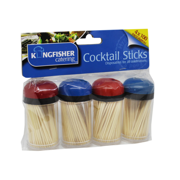 KINGFISHER 4 X 100 PACKS OF WOODEN COCKTAIL STICKS