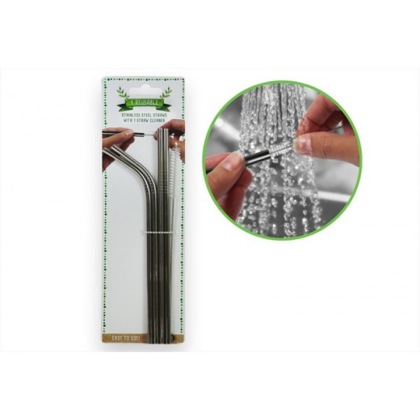 RSW STAINLESS STEEL 4 STRAWS & CLEANING BRUSH