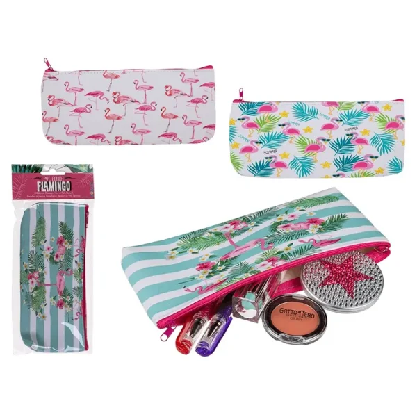 FLAMINGO PVC POUCH WITH ZIPPER ASSORTED IN POLYBAG WITH HEADERCARD