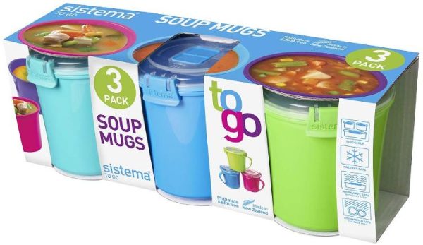 SISTEMA MICROWAVE SOUP MUGS 656ML PACK OF 3