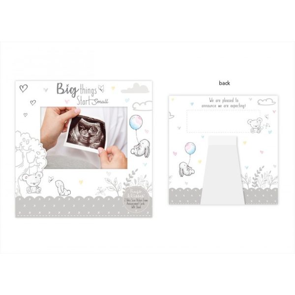 HUGS & KISSES BABY SCAN ANNOUNCEMENT CARD Pack Of 2