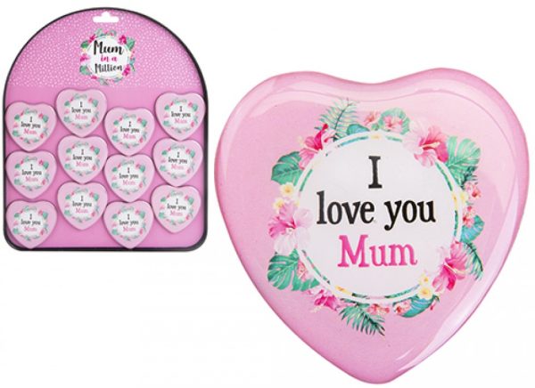 MUM IN MILLION HEART SHAPE FRIDGE MAGNET PACK OF 12