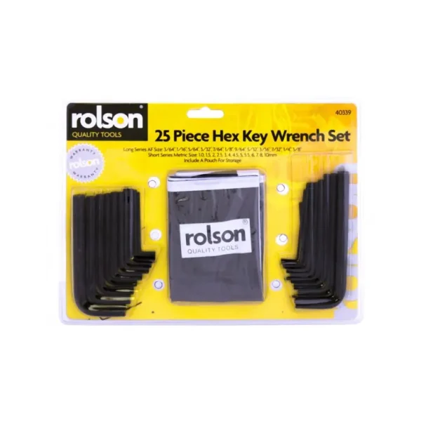 ROLSON HEX KEY SET MM / IMP 25 PIECES WITH STORAGE POUCH