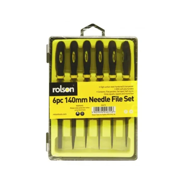 ROLSON NEEDLE FILE WITH RUBBER GRIP 140MM PACK OF 6