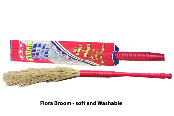 FLORA PLASTIC NO DUST FLOOR BROOM 3 FT JHADU INDIAN SAVENI