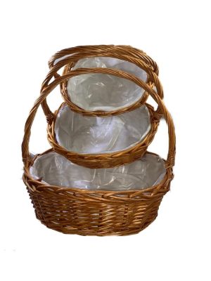 PACK OF 3 NATURAL STRAW BASKET OVAL SHAPE 42 38 28 CM APPROX