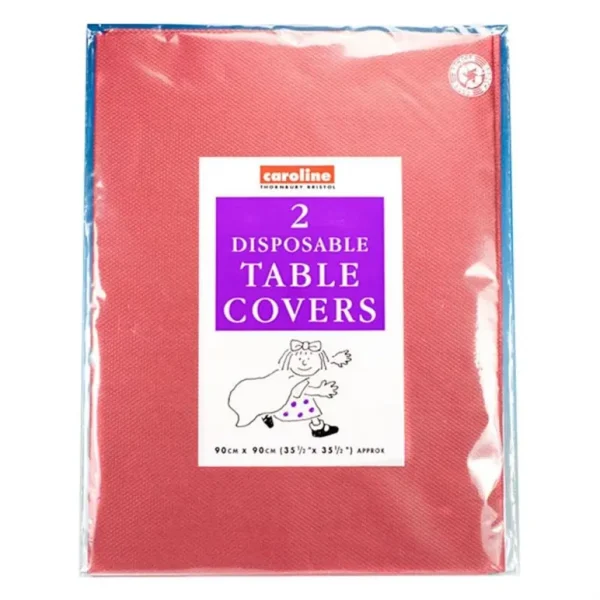 CAROLINE PAPER TABLE COVER BURGUNDY DISPOSABLE 90 X 90 PACK OF 2