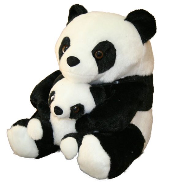 BLACK AND WHITE PANDA DOOR STOP WITH BABY DECORATIVE ADORABLE