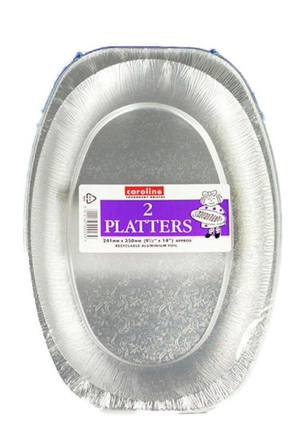 CAROLINE 14 INCH 350MM OVAL EMBOSSED FOIL PLATTERS 2/PK