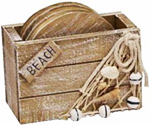 WOODEN COASTER PACK OF 4 BEACH DESIGN