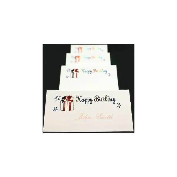 10 HAPPY BIRTHDAY MULTICOLOURED LETTERS PLACE CARDS. 143696