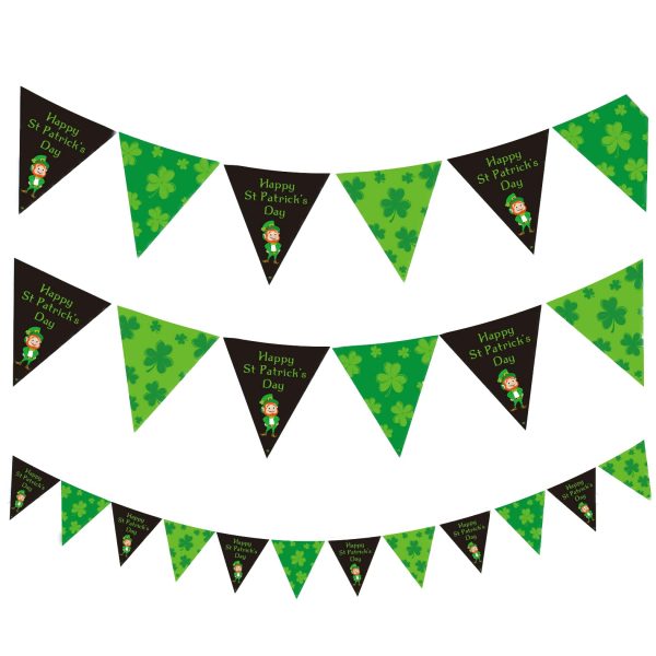 10FT HAPPY ST PATRICK'S DAY SHAMROCKS BUNTING FLAGS IRISH PARTY 3M HANGING DECORATION