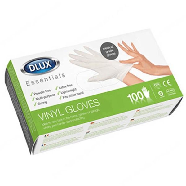 DLUX ESSENTIAL VINYL GLOVES LARGE PACK OF 100