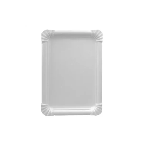 25 PLATES PAPER SQUARE PLATER 16.5 X 23 CM WHITE CARDBOARD