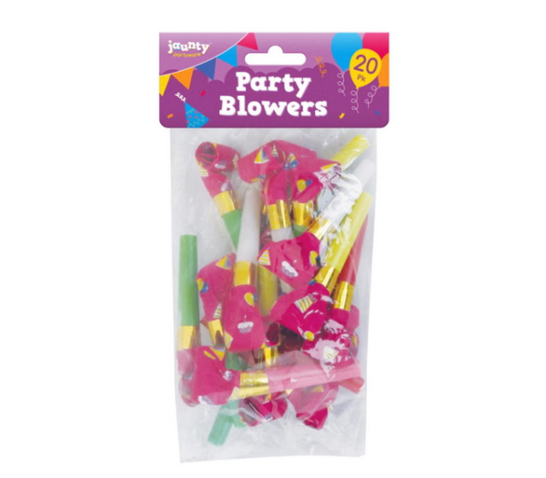 JAUNTY PARTYWARE PARTY BLOWERS PACK OF 20