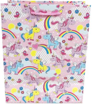 CUTE GLITTER UNICORN LARGE GIFT BAG 33CM X 26CM X 14CM
