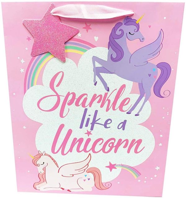 SPARKLE UNICORN LARGE GIFT BAG 33CM X 26CM X 14CM