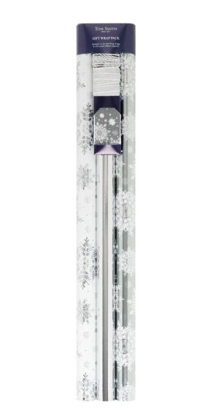 TOM SMITH SILVER & WHITE WINTER SPARKLE GIFT WRAP SET
