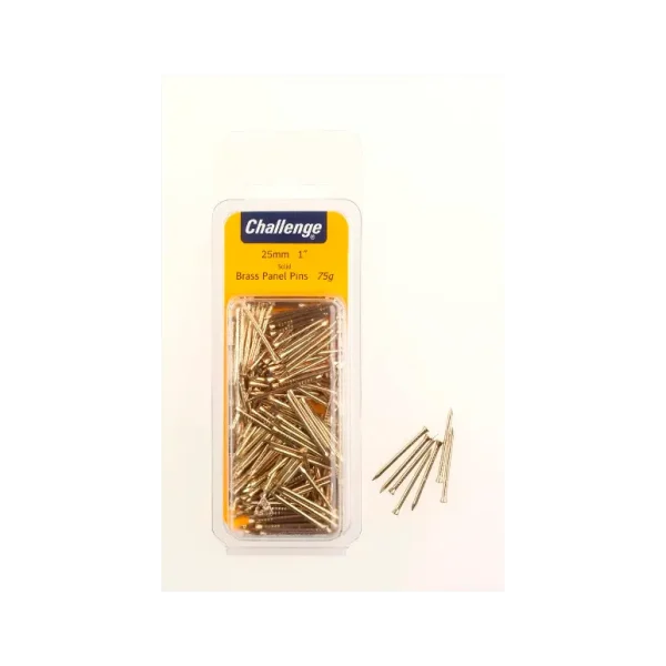 CHALLENGE SOLID BRASS PANEL PINS 25MM 75G