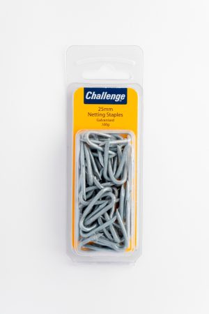 CHALLENGE GALVANISED NETTING STAPLES 25MM 100G