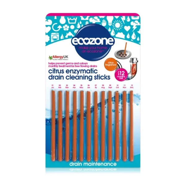 ECOZONE CITRUS ENZYMATIC DRAIN CLEAN STICK 25 G - PACK OF 12