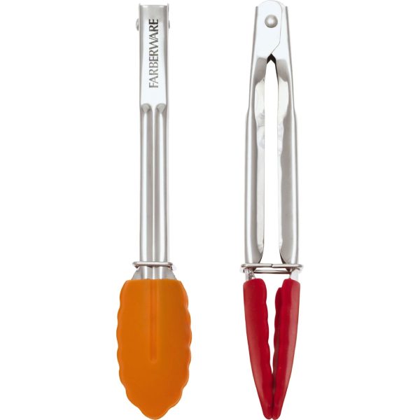 FARBERWARE CLASSIC MINI SILICONE TONGS PACK OF 2