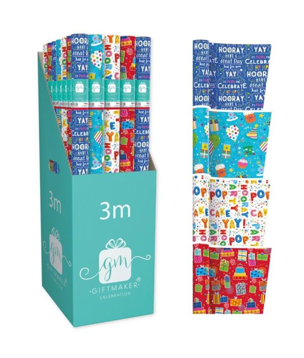 GIFTMAKER COLLECTION 3M HAPPY BIRTHDAY GIFT WRAPPING PAPER ROLL