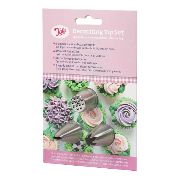 TALA DECORATING SET - STAR LEAF & GRASS NOZZLES WITH ICING BAGS