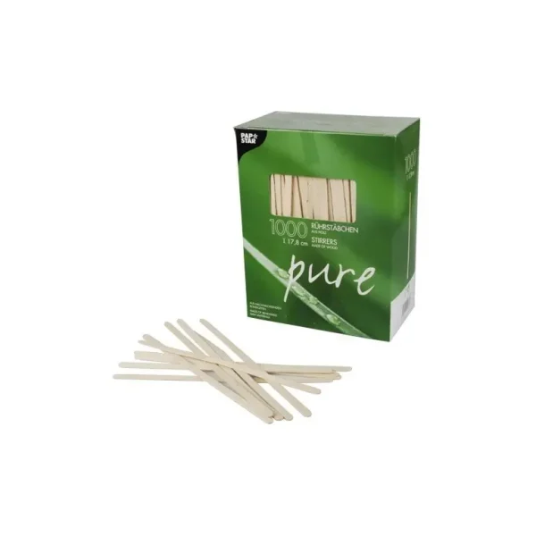 PURE WOODEN STIRRING STICKS 178 MM X 5MM PACK OF 1000