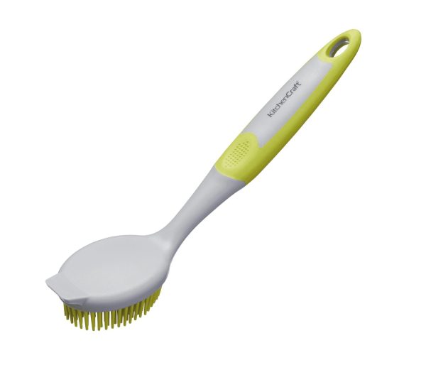 KITCHENCRAFT SOFT DISH BRUSH 25CM - GREEN & GREY