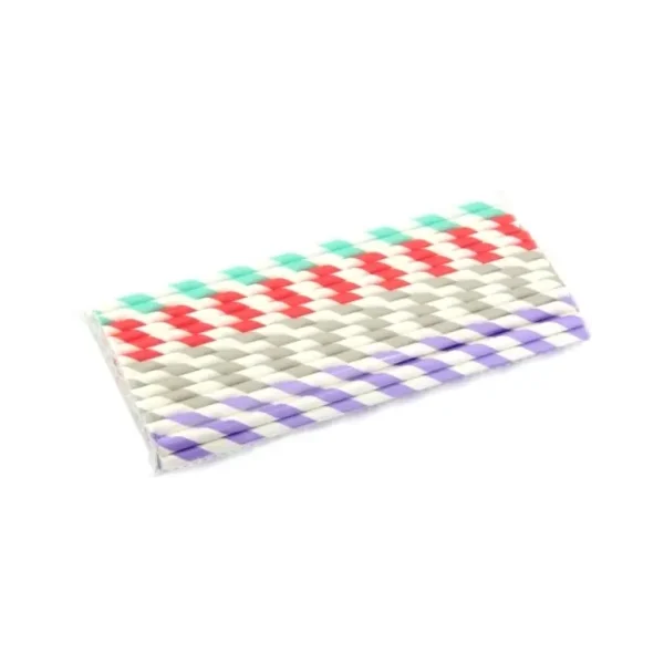 PACK OF 40 PAPER STRAWS STRIP DESING MIX COLOUR