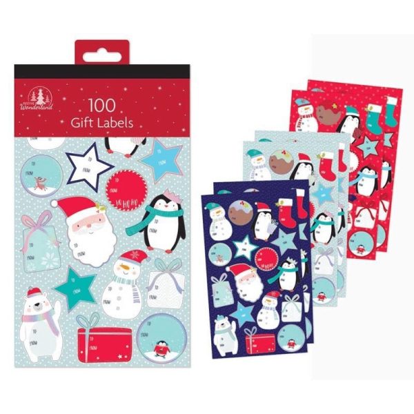 CUTE FOIL CHRISTMAS GIFT LABELS PACK PACK OF 100