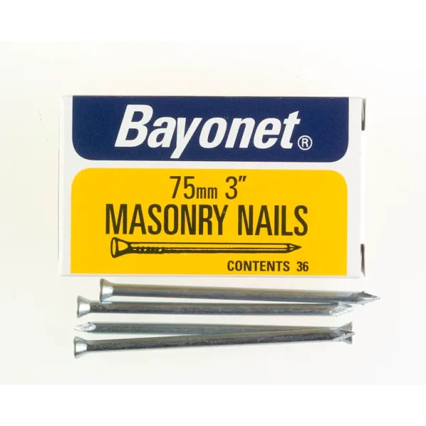 BAYONET ZINC PLATED MASONRY NAILS 75MM PACK OF 36