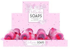 3 SCENTED SOAP ROSES IN HEART GIFT BOX