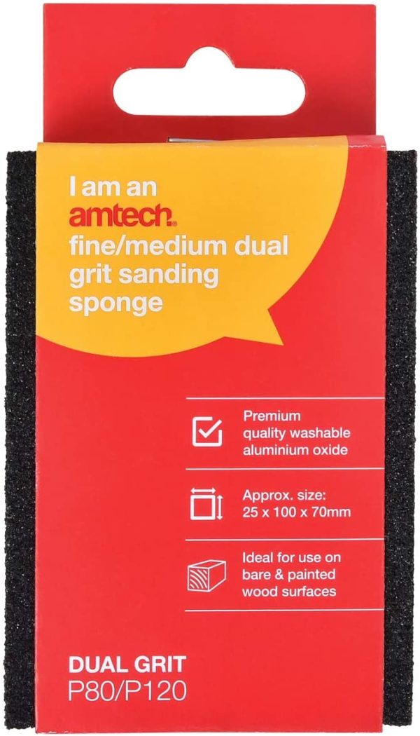 AMTECH FINE / MEDIUM DUAL GRIT SANDING SPONGE (P80/120)