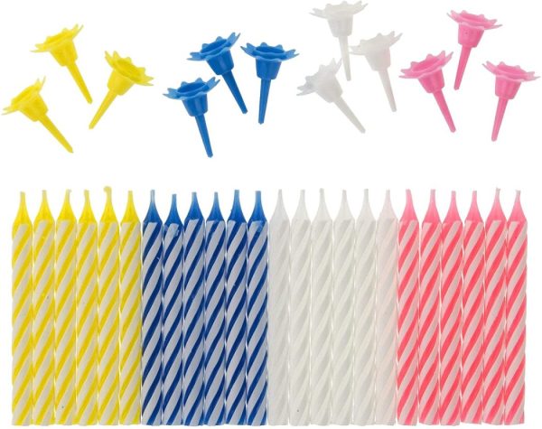 GSD BIRTHDAY PARTY CANDLES PACK OF 24 WITH HOLDERS