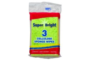 10 X PACK OF 3 SUPER BRIGHT CELLULOSE SPONGE WIPES