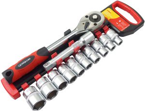 AMTECH 1/2" DRIVE CHROME VANADIUM STEEL METRIC WRENCH 12 PCS SET