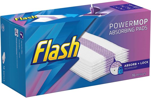 FLASH POWERMOP ABSORBING REFILL PADS PACK OF 16