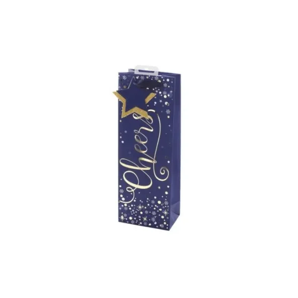 DELUXE NAVY BLUE CHEERS BOTTLE GIFT BAG