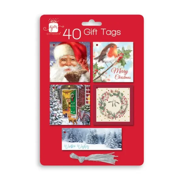 GIFTMAKER TRADITIONAL CHRISTMAS GIFT TAGS PACK OF 40