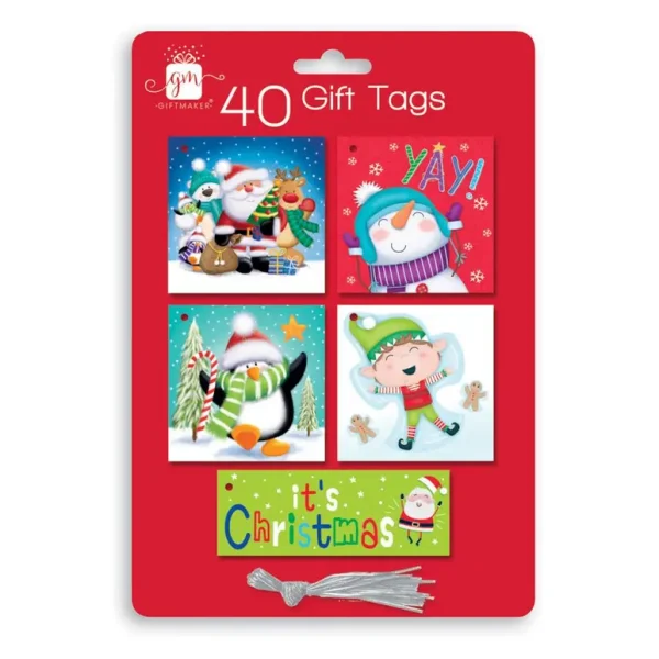 GIFTMAKER CUTE CHRISTMAS GIFT TAGS PACK OF 40