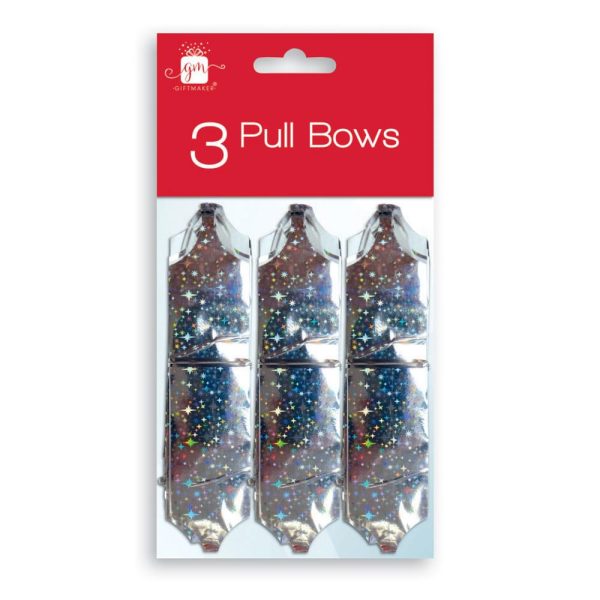 GIFTMAKER SILVER PULL BOWS PACK OF 3