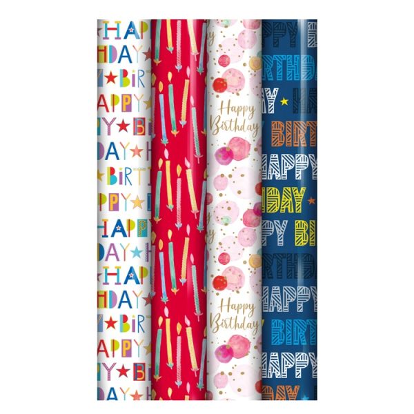 WRAP & ROLL BIRTHDAY GIFT WRAPPING PAPER ROLL 3M X 70CM