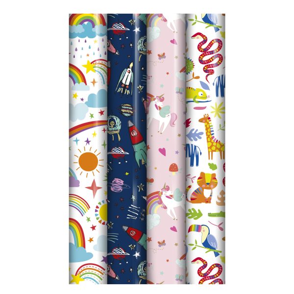 WRAP & ROLL KIDS GIFT WRAPPING PAPER ROLL 3M X 70CM