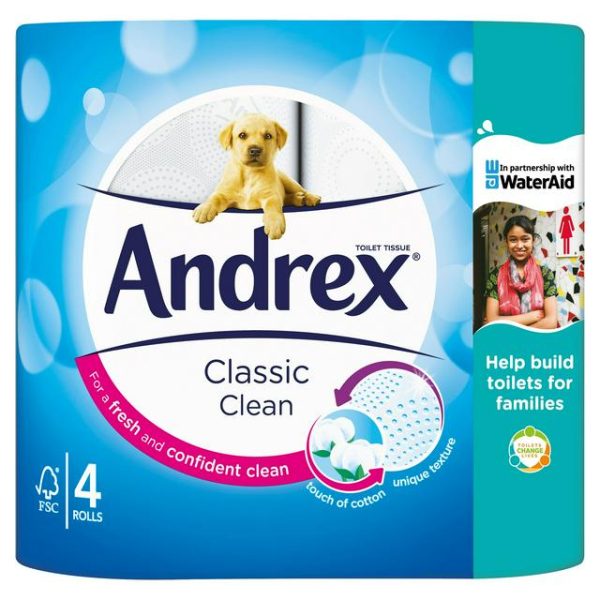 ANDREX CLASSIC CLEAN TOILET ROLL TISSUE 6 X 4 ROLLS